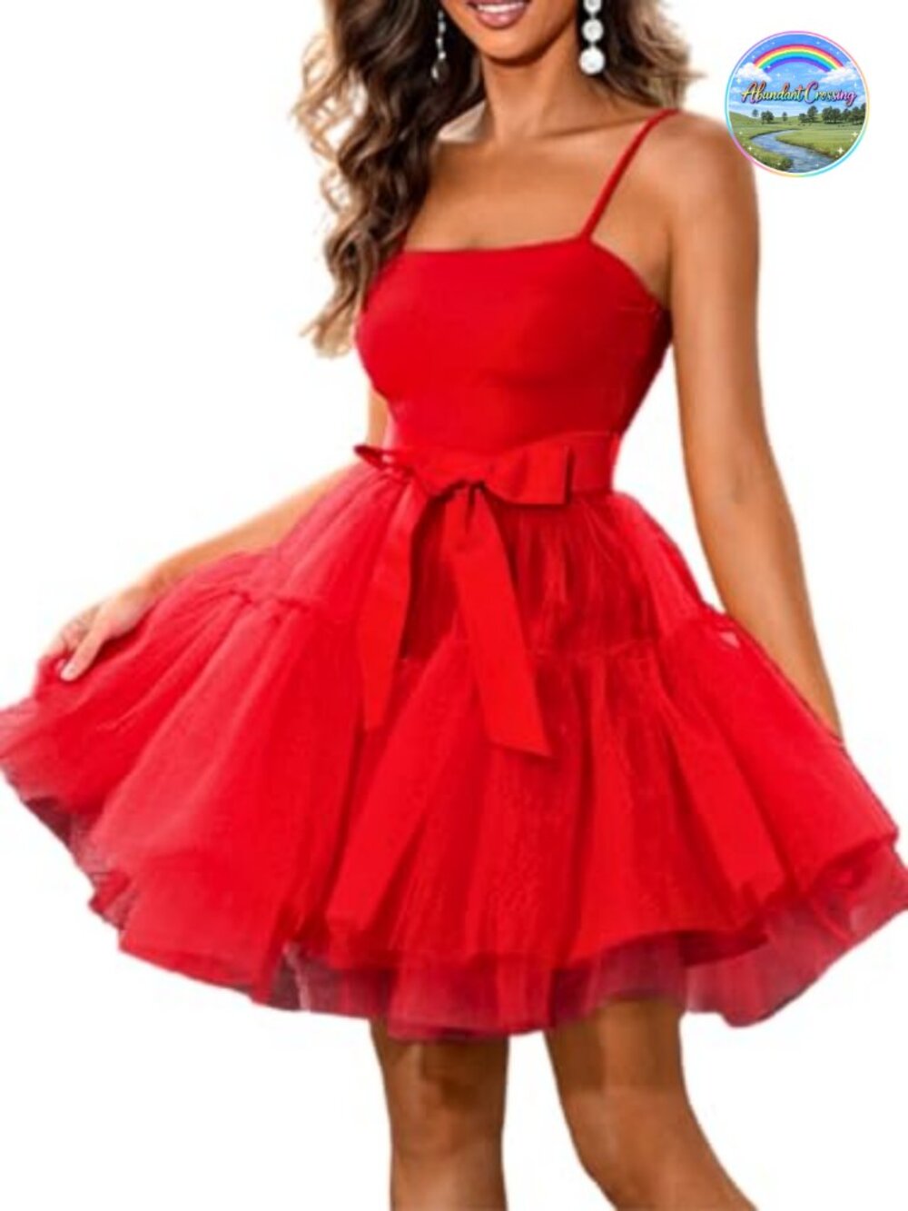 Poofy Short Tulle Dress Spaghetti Strap Semi Formal Birthday Homecoming